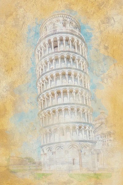 Pisa: Pisa Watercolor by Manjik Pictures
