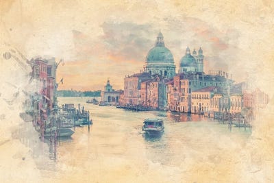 Grand Canal Watercolor by Manjik Pictures multi panel art