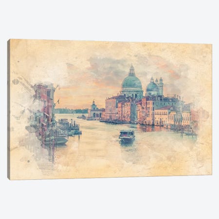 Grand Canal Watercolor Canvas Print #EMN1386} by Manjik Pictures Canvas Artwork