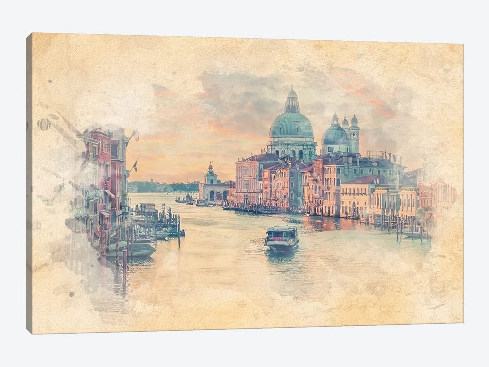 Grand Canal Watercolor by Manjik Pictures 1-piece Canvas Art