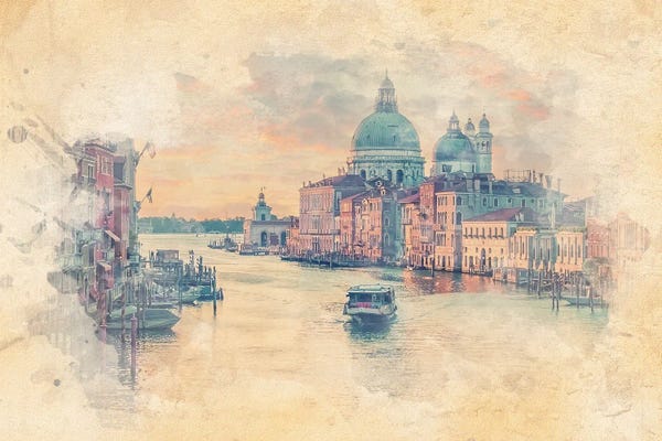 Venice: Grand Canal Watercolor by Manjik Pictures