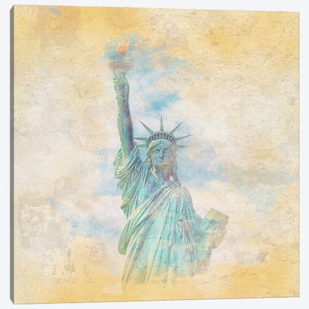 Statue Of Liberty Watercolor Canvas Print #EMN1387} by Manjik Pictures Canvas Artwork