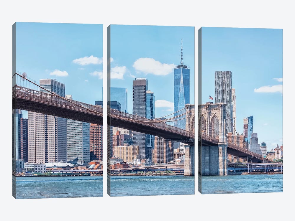 Brooklyn Bridge by Manjik Pictures 3-piece Canvas Print