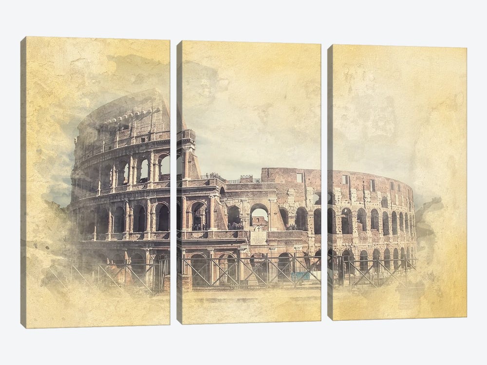 Colosseum Watercolor by Manjik Pictures 3-piece Art Print