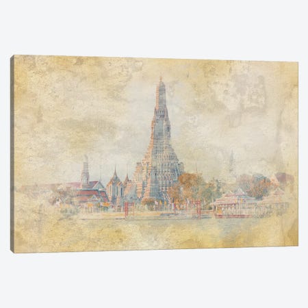 Arun Wat Watercolor Canvas Print #EMN1400} by Manjik Pictures Canvas Art