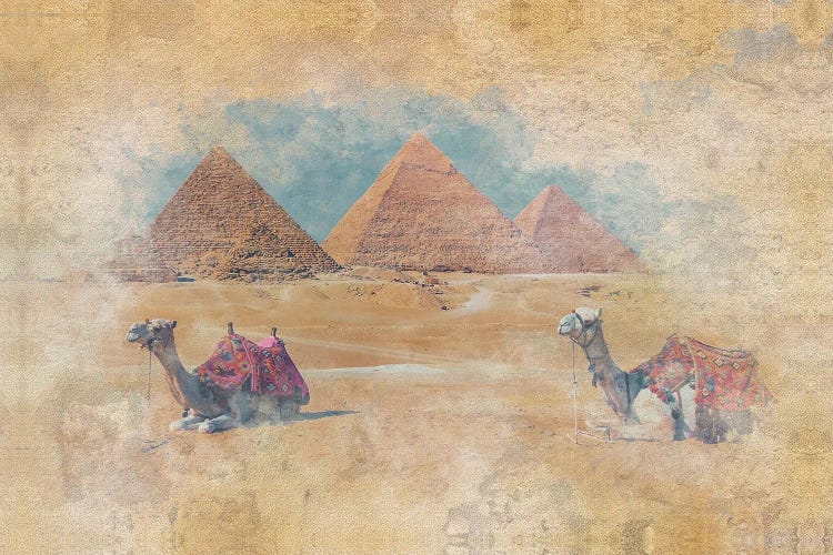 Giza Pyramids Watercolor