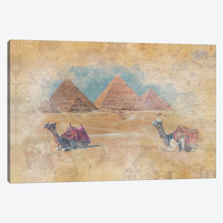 Giza Pyramids Watercolor Canvas Print #EMN1402} by Manjik Pictures Canvas Artwork
