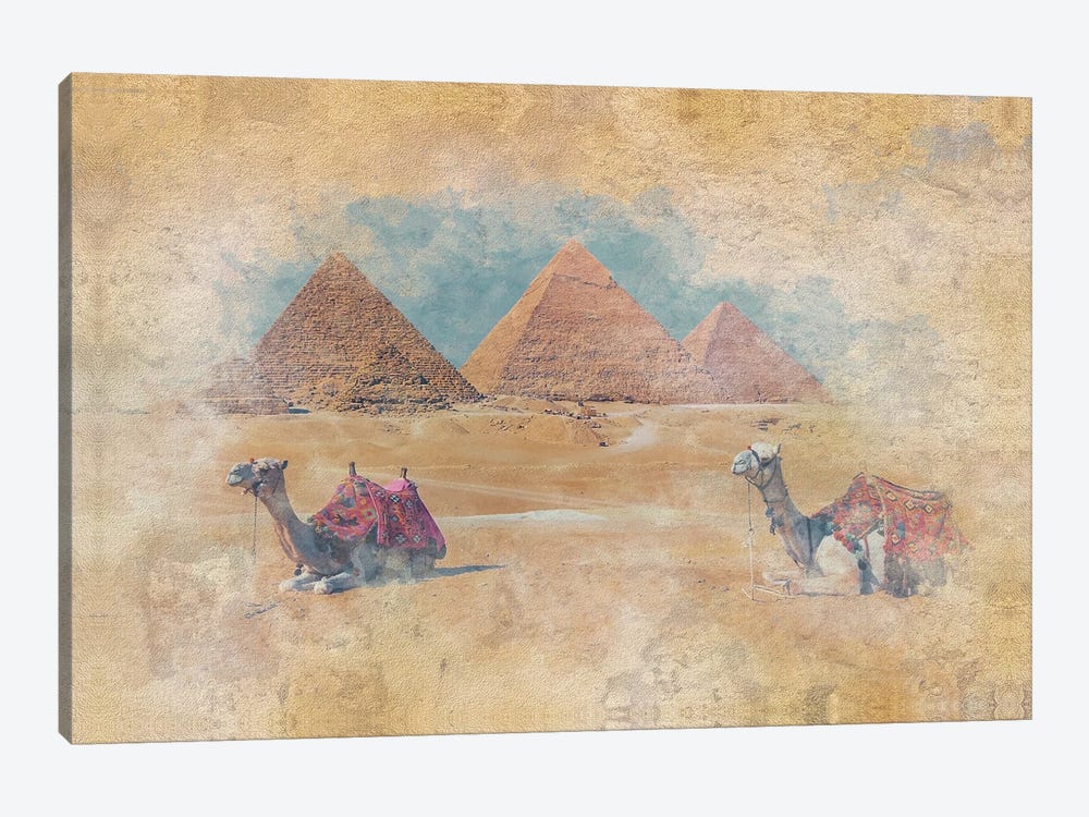 Giza Pyramids Watercolor by Manjik Pictures 1-piece Art Print