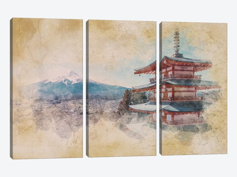 Japan Watercolor by Manjik Pictures 3-piece Canvas Wall Art