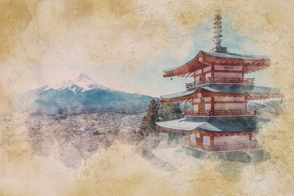 Fujiyoshida: Japan Watercolor by Manjik Pictures