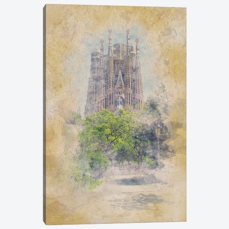 Sagrada Familia Watercolor Canvas Print #EMN1405} by Manjik Pictures Canvas Print