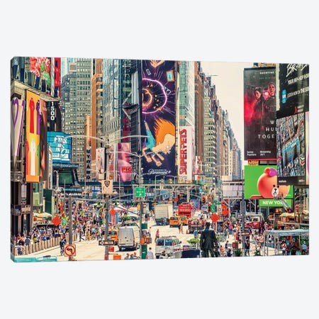 Times Square, Billboard Paradise Canvas Print #EMN1408} by Manjik Pictures Canvas Art