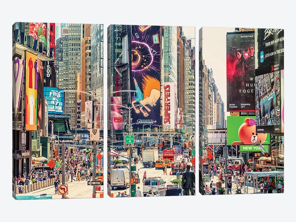 Times Square, Billboard Paradise by Manjik Pictures 3-piece Canvas Art Print
