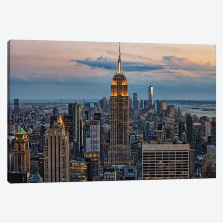 The Empire State Building At Sunset Canvas Print #EMN1410} by Manjik Pictures Canvas Art Print