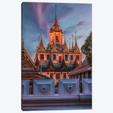 Thai Temple At Dusk Canvas Print #EMN1417} by Manjik Pictures Canvas Wall Art