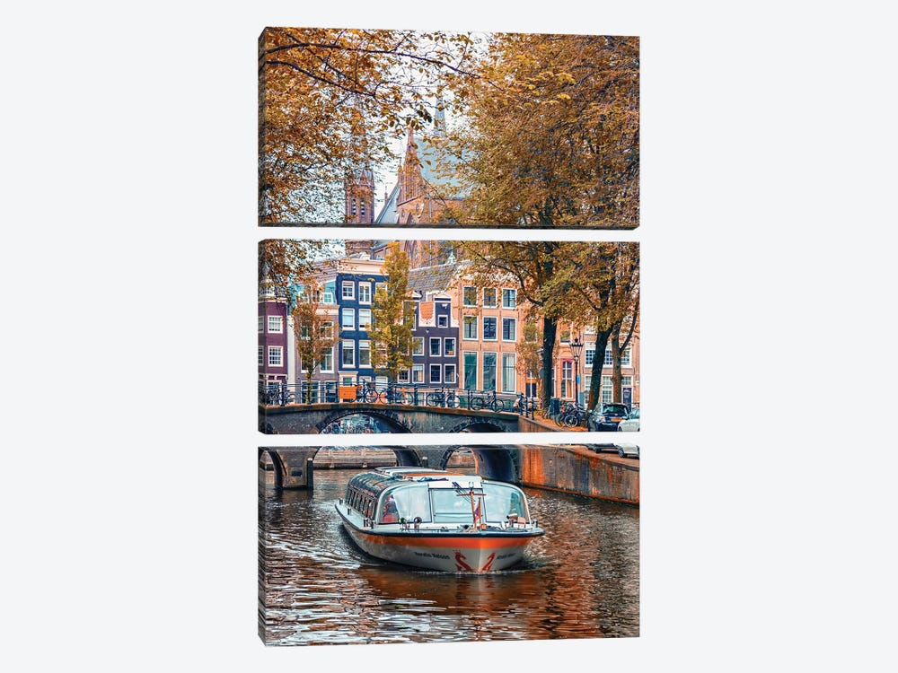 Romantic Amsterdam by Manjik Pictures 3-piece Canvas Art Print