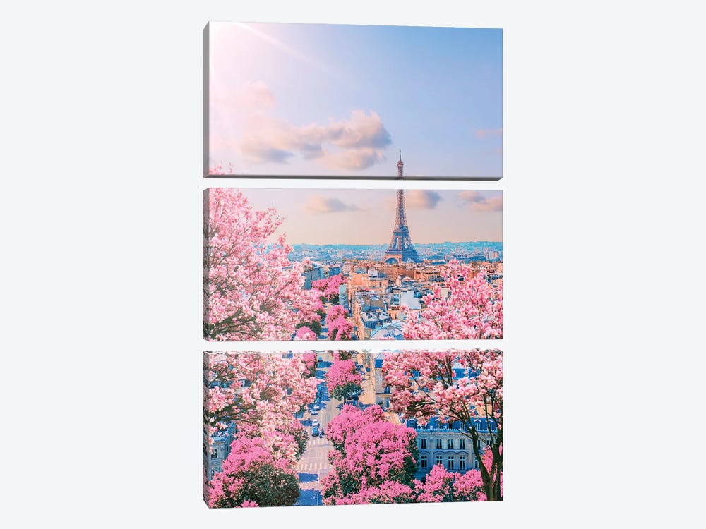 Sping In Paris by Manjik Pictures 3-piece Canvas Art