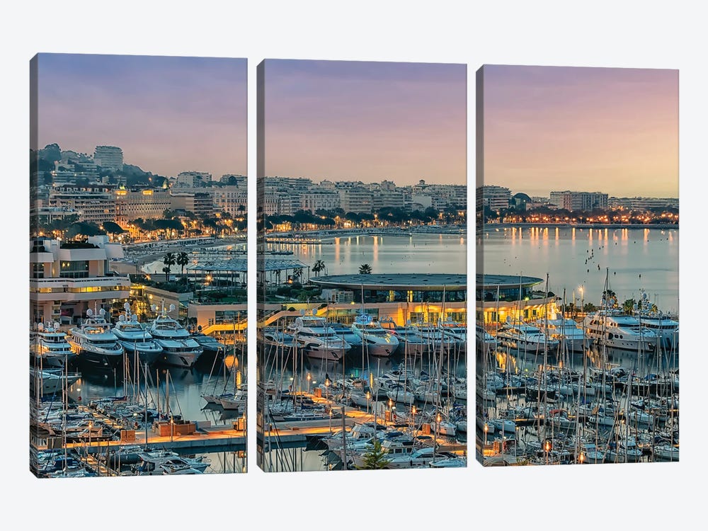 Morning In Cannes by Manjik Pictures 3-piece Canvas Art Print