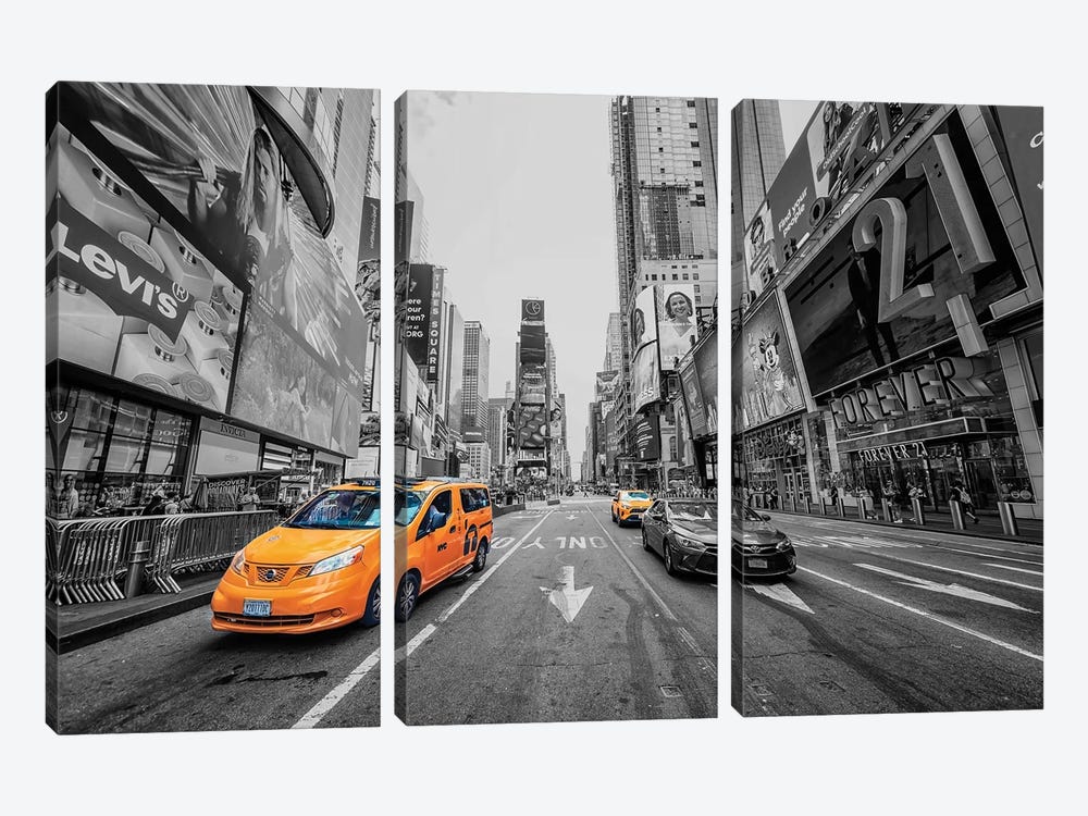Yellow Cab by Manjik Pictures 3-piece Art Print