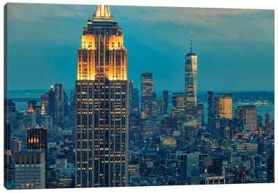 New York Twilight Canvas Art Print - Empire State Building