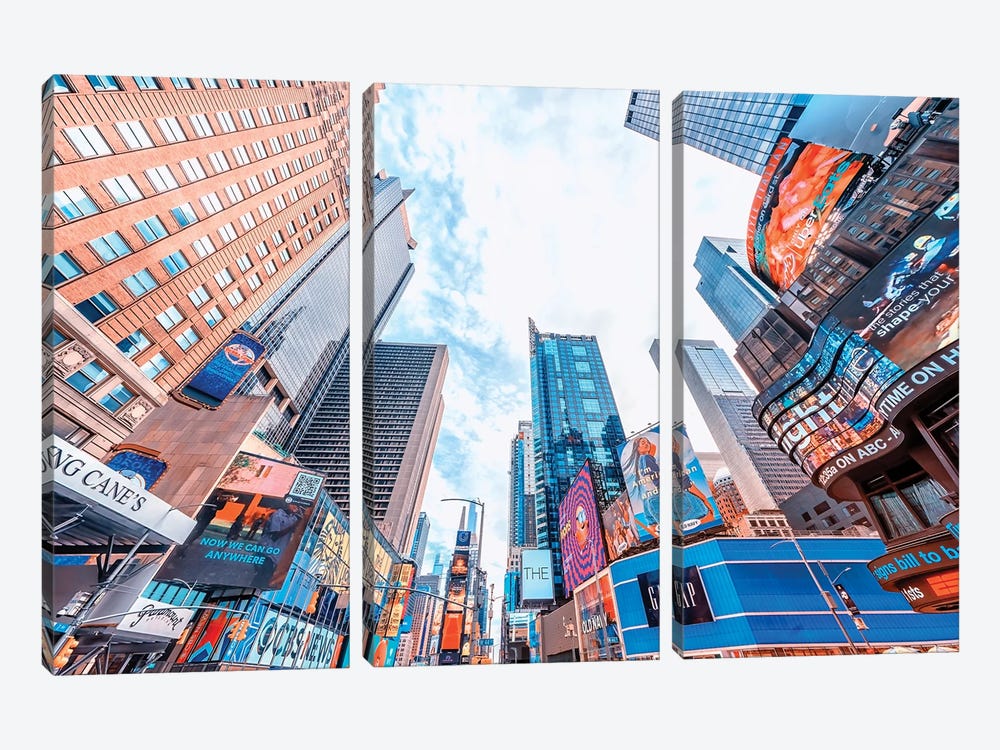 Colorful Times Square by Manjik Pictures 3-piece Canvas Art