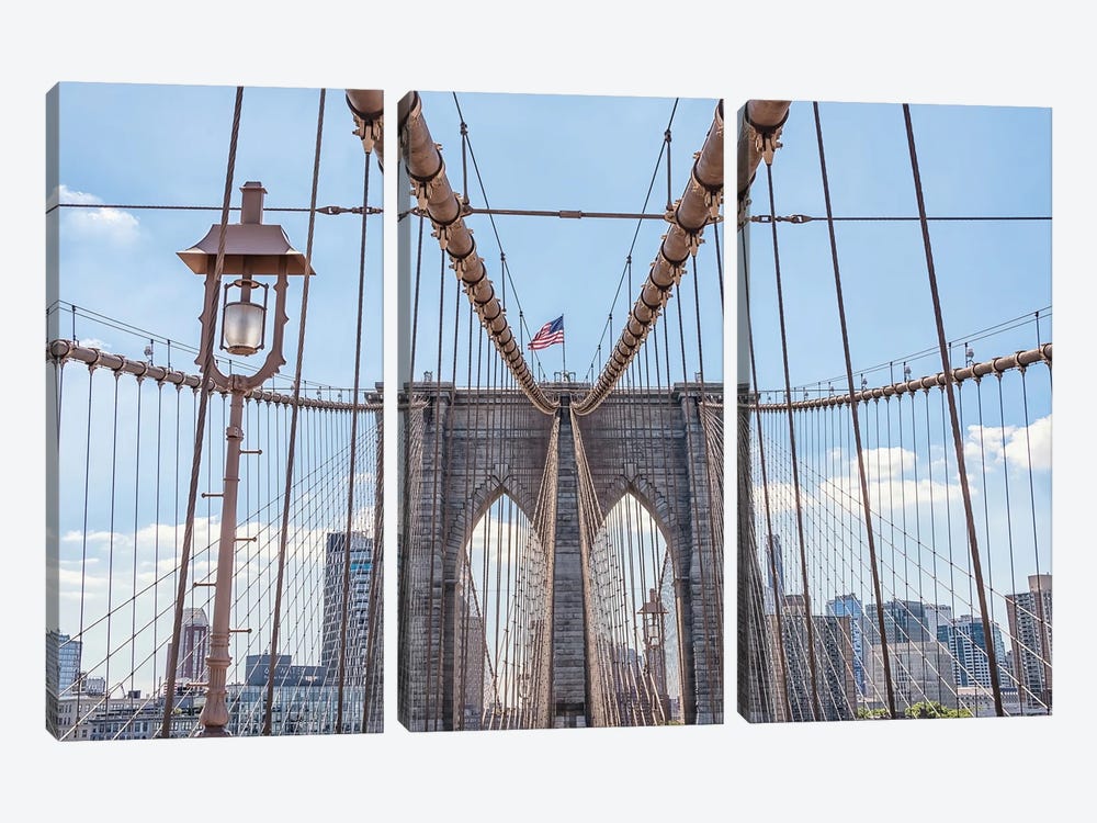 Brooklyn Bridge In New York by Manjik Pictures 3-piece Art Print