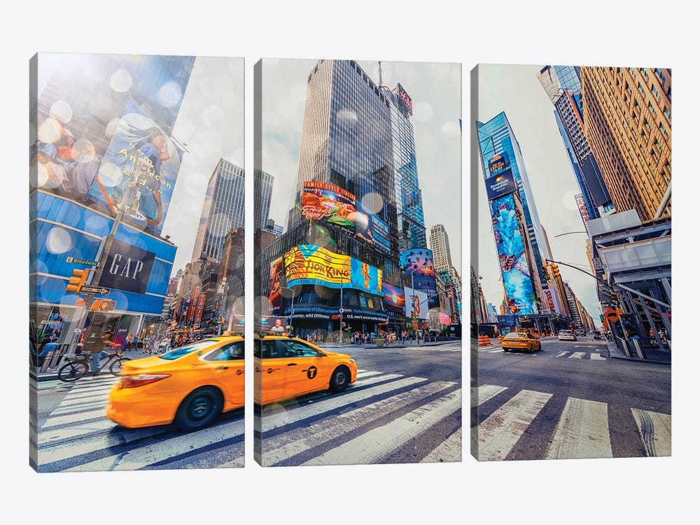 Sunlight In Times Square by Manjik Pictures 3-piece Canvas Art Print