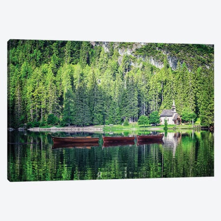 Church By The Lake Canvas Print #EMN1484} by Manjik Pictures Canvas Print