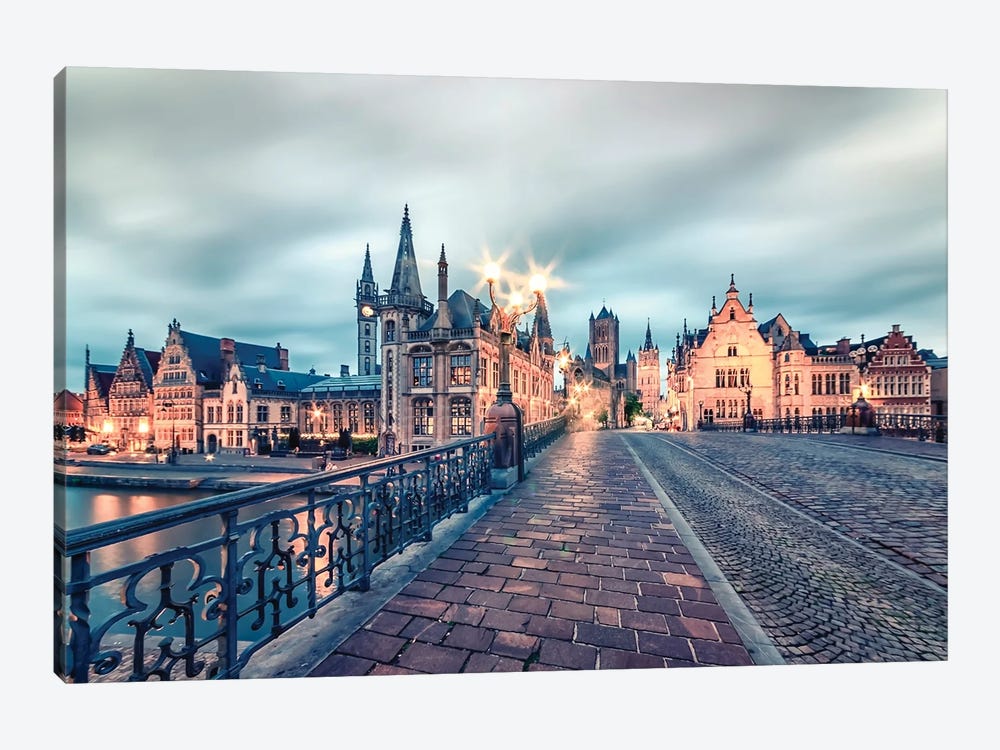 Evening In Ghent by Manjik Pictures 1-piece Canvas Wall Art