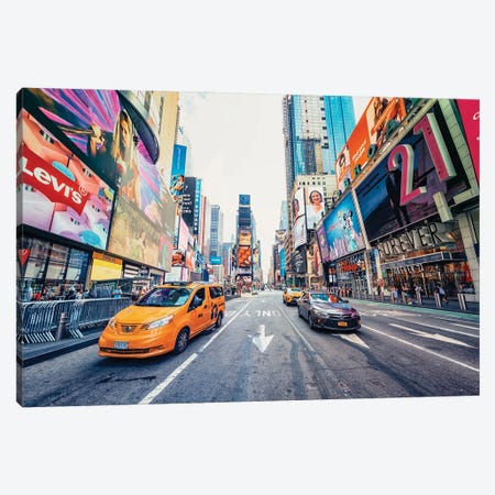 New York City Taxi Cabs Square Times At Canvas Becke | - Art Print Jan