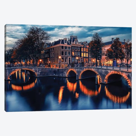 Amsterdam Twilight Canvas Print #EMN1516} by Manjik Pictures Art Print