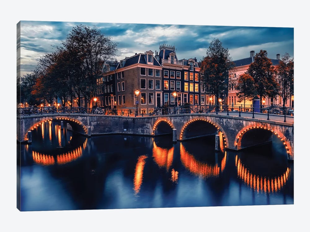 Amsterdam Twilight by Manjik Pictures 1-piece Canvas Print