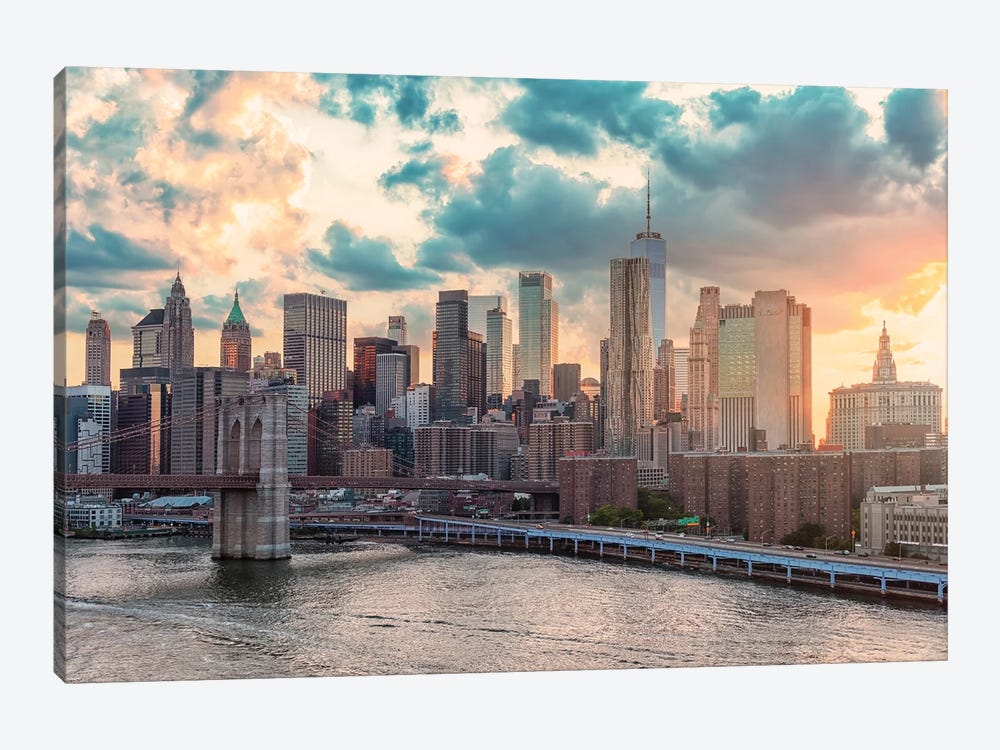 Sunset In New York by Manjik Pictures 1-piece Canvas Art Print