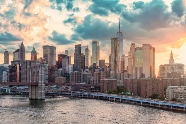 Canvas Print: Sunset In New York by Manjik Pictures