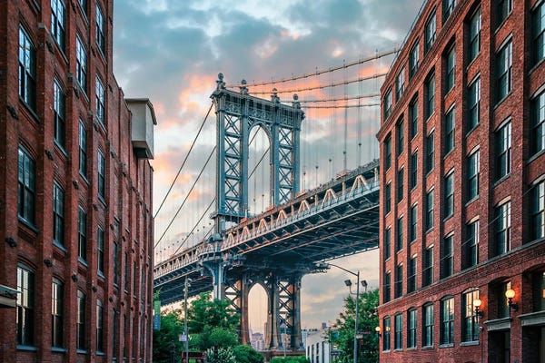 Brooklyn: Manhattan Bridge At Sunset by Manjik Pictures