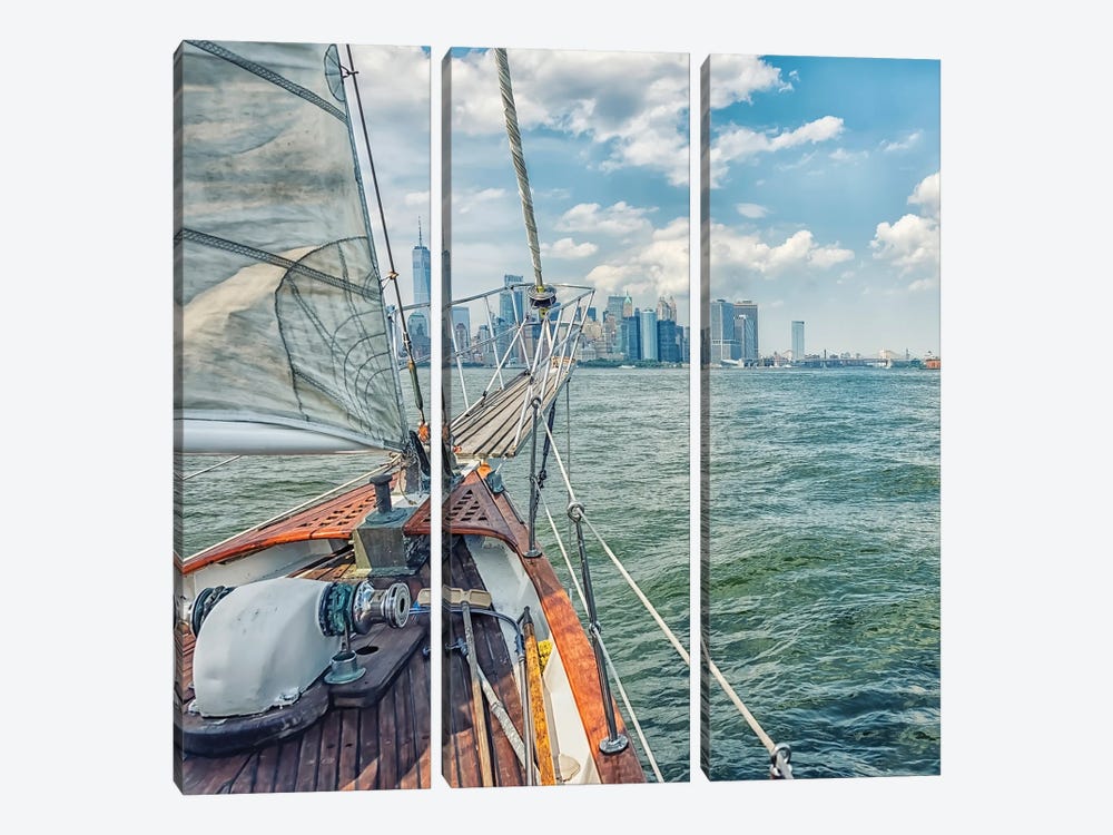 New York Bay by Manjik Pictures 3-piece Canvas Wall Art