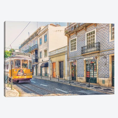 Lisbon Street Canvas Print #EMN1551} by Manjik Pictures Canvas Art