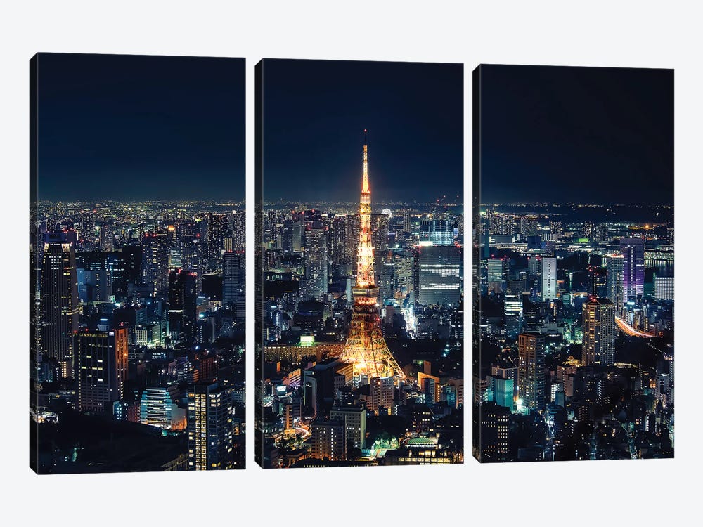 Tokyo Tower by Manjik Pictures 3-piece Canvas Art Print