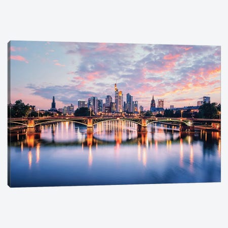 Sunset In Frankfurt Canvas Print #EMN1554} by Manjik Pictures Art Print