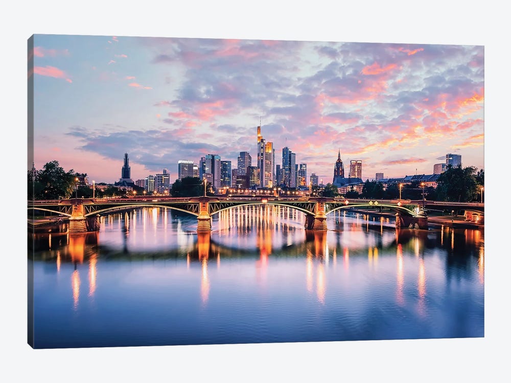 Sunset In Frankfurt by Manjik Pictures 1-piece Canvas Print