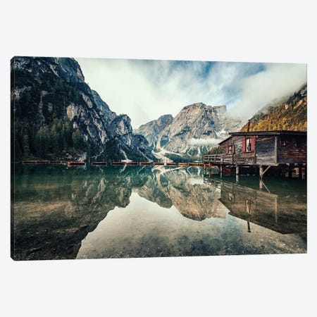 Lago Di Braies Canvas Print #EMN155} by Manjik Pictures Canvas Print