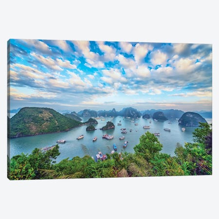 Evening On Halong Bay Canvas Print #EMN1570} by Manjik Pictures Canvas Art