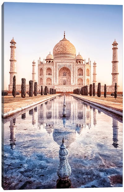 Taj Mahal Reflection Canvas Art Print - The Seven Wonders of the World