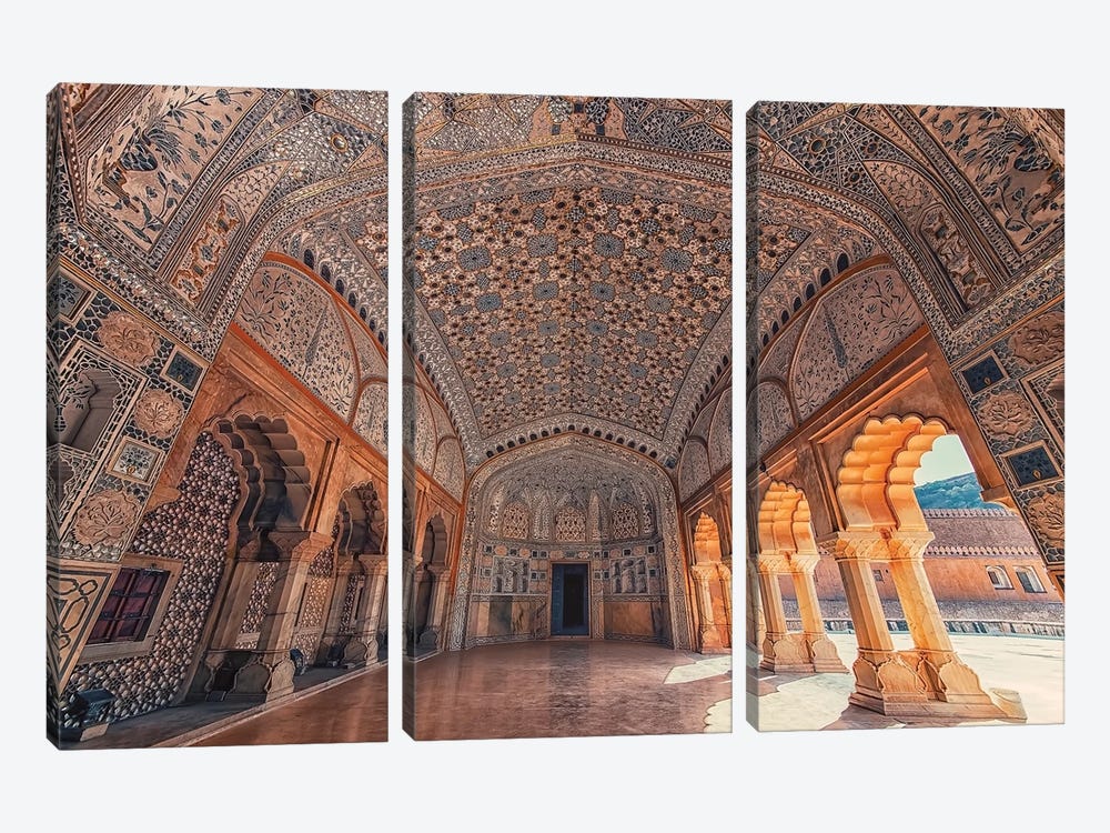 Amber Fort Architecture by Manjik Pictures 3-piece Canvas Wall Art