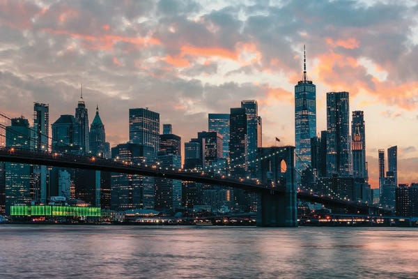 Canvas Print: Manhattan In The Evening by Manjik Pictures