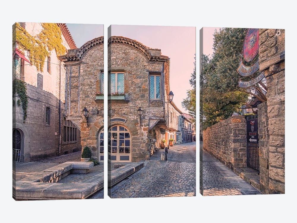 Carcassonne Street by Manjik Pictures 3-piece Canvas Artwork