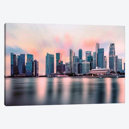 Sunset In Singapore Canvas Print #EMN1598} by Manjik Pictures Canvas Artwork