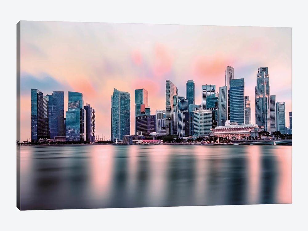 Sunset In Singapore by Manjik Pictures 1-piece Canvas Print