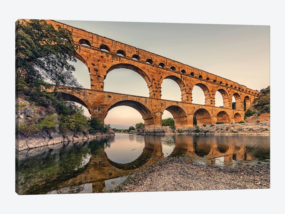 Aqueduct Reflection by Manjik Pictures 1-piece Canvas Art