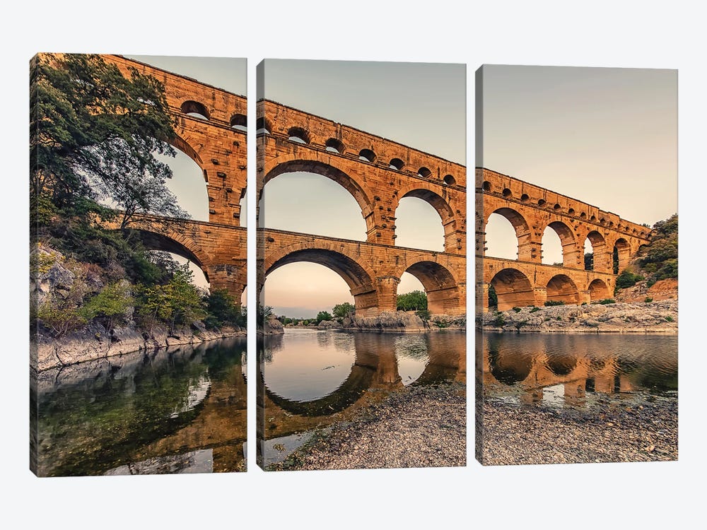Aqueduct Reflection by Manjik Pictures 3-piece Canvas Art
